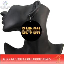 SOMESOOR Black Woman Excellence Dope Pride Wooden Drop Earrings Unapologetically African Map Design Loops Dangle For Lady Gifts