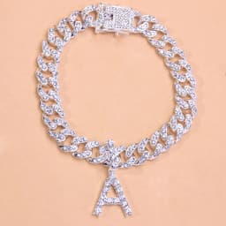 Pendant Crystal Hip Hop 26 Letter Anklets Wholesale for Women Men Bling Foot Cuban Link Anklet Bracelet Chunky Iced Out Jewelry