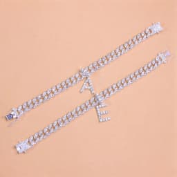 Pendant Crystal Hip Hop 26 Letter Anklets Wholesale for Women Men Bling Foot Cuban Link Anklet Bracelet Chunky Iced Out Jewelry