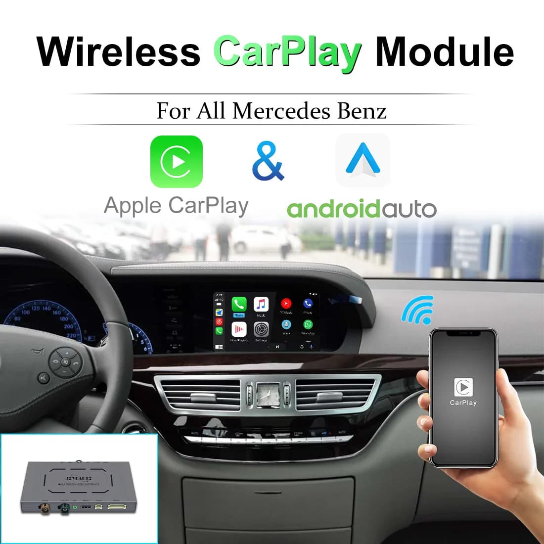 JoyeAuto Wireless CarPlay Android Auto Interface Kit for Mercedes Benz W204 W205 W203 W211 W212 CLA Mirror-Link AirPlay Retrofit