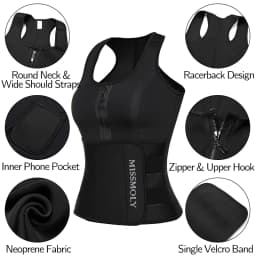 Mens Waist Trainer Vest Slimming Body Shaper Compression Shirt Workout Tank Top Shapewear Fitness Undershirt Fat Burn Sauna Suit