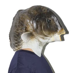 Realistic Fish Mask Latex Animal Head Mask Gray Fish Costume Headwear Masquerade Party Adult