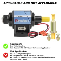 Universal 12s Micro Electric Gas Fuel Pump 35 GPH 4-7 psi External w/ Carburetor