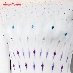 【Ready for Ship】Cosplay.fm Women's Elsa Queen Blue Ice Cosplay Costume Long Dress Gown for Halloween