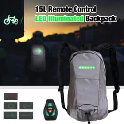 15L with Turn Signal USB Rechargeable Bag LED Light Backpack for Safe Night Riding Remote Control LED Illuminated Backpack