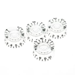 Kaish USA(Imperial) LP Guitar Speed Dial Knobs 24 Fine Splines Control Knobs for Gibson Les Paul/CTS Pots Clear w/ White Number