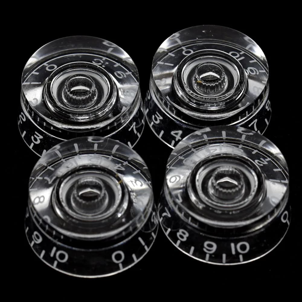 Kaish USA(Imperial) LP Guitar Speed Dial Knobs 24 Fine Splines Control Knobs for Gibson Les Paul/CTS Pots Clear w/ White Number