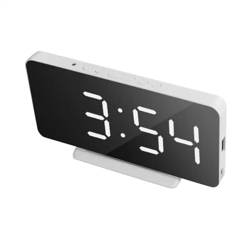 3.1-inch Car LED Multifunctional Mirror Clock Digital Alarm Snooze Display Time Night LCD Light Table Desktop USB 5v/No Battery