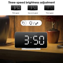 3.1-inch Car LED Multifunctional Mirror Clock Digital Alarm Snooze Display Time Night LCD Light Table Desktop USB 5v/No Battery