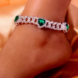 Rhinestone Ankle Green Love Anklets Wholesale for Women Men Bracelet Hip Hop Heart Cuban Link Super Thick Bling Anklet Jewelry