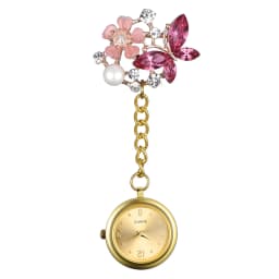 LANCARDO New Arrival Lovely Crystal Butterfly Pocket Medical Nurse Watch 3 Color Pendant Hanging Quartz Clock relogio de bolso