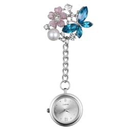 LANCARDO New Arrival Lovely Crystal Butterfly Pocket Medical Nurse Watch 3 Color Pendant Hanging Quartz Clock relogio de bolso