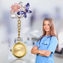LANCARDO New Arrival Lovely Crystal Butterfly Pocket Medical Nurse Watch 3 Color Pendant Hanging Quartz Clock relogio de bolso