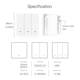 Moes Scene Switch Push Button Battery Powered Transmitter Smart Home Assistant App Automation 1/2/3 Gang Tuya ZigBee