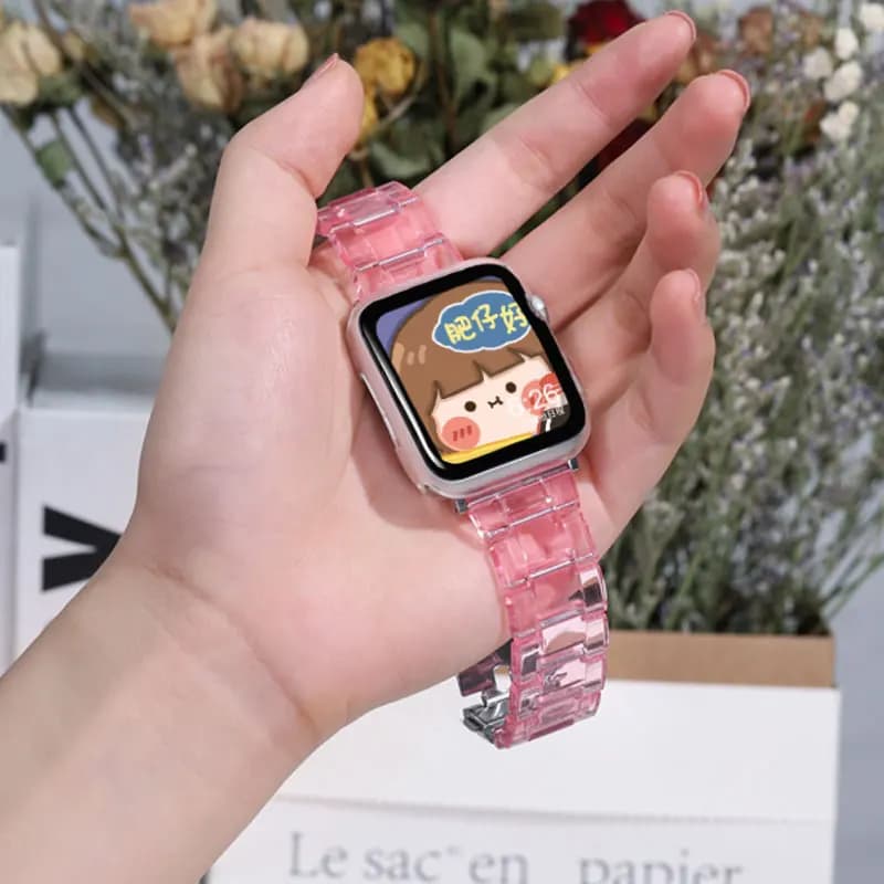 Strap for Apple Watch 6 band 44mm 40mm iWatch band 42mm 38mm Transparent Resin Belt Bracelet Apple watch series 3 4 5 se 6 band