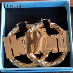 DOREMI 55mm Sexy Name Earrings Customizable Number Logo Customize Earrings Custom Hoops Statement Custom Jewelry Best Gift Women
