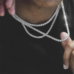 Stonefans Pink Tennis Chain Necklace Men Gold Silver-plated Vintage Charm Black Crystal Rhinestone Choker Necklace Women Jewelry