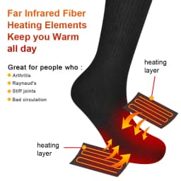 SAVIOR HEAT Rechargeable Heated Socks For Men and Women Electric Heated Socks Warm Foot Thermal Stocking with Battery Winter Ski
