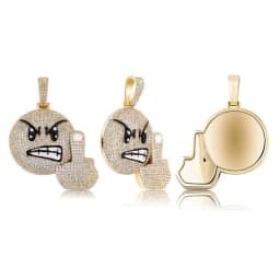 JINAO New Angry Expression Hip Hop Fashion Pendant Necklace High Quality Iced Out Micropavé Cubic Zirconia Jewelry For Gift