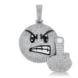 JINAO New Angry Expression Hip Hop Fashion Pendant Necklace High Quality Iced Out Micropavé Cubic Zirconia Jewelry For Gift
