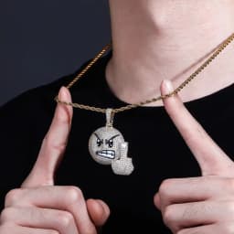 JINAO New Angry Expression Hip Hop Fashion Pendant Necklace High Quality Iced Out Micropavé Cubic Zirconia Jewelry For Gift