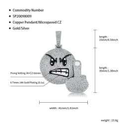 JINAO New Angry Expression Hip Hop Fashion Pendant Necklace High Quality Iced Out Micropavé Cubic Zirconia Jewelry For Gift