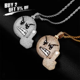 JINAO New Angry Expression Hip Hop Fashion Pendant Necklace High Quality Iced Out Micropavé Cubic Zirconia Jewelry For Gift