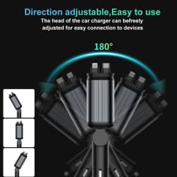 Super Fast Car Phone Charger 66W Car Phone Charger with Retractable Cables USB and Type-C Port 4 IN 1 Retractable Car Charger B1