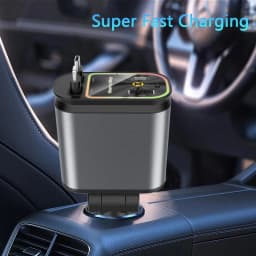 Super Fast Car Phone Charger 66W Car Phone Charger with Retractable Cables USB and Type-C Port 4 IN 1 Retractable Car Charger B1