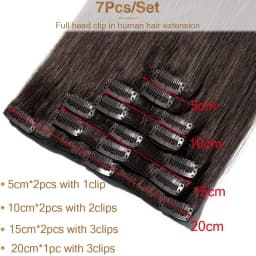 S-noilite 65g Clip In Hair Extensions Human Hair Natural Extension Hair Clips 7Pcs/Set 15"-22" Full Head Clip In Natural Hair