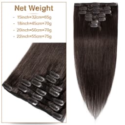 S-noilite 65g Clip In Hair Extensions Human Hair Natural Extension Hair Clips 7Pcs/Set 15"-22" Full Head Clip In Natural Hair