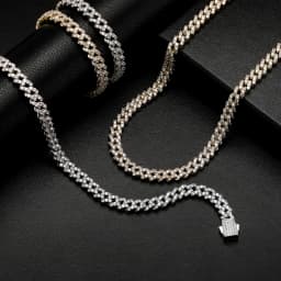 JINAO NEW 8mm Ice Cravejado Cubic Zircon Miami Charm Diamond Shaped Cuban Chain Iced Necklace Men and Women Jewelry For Gift