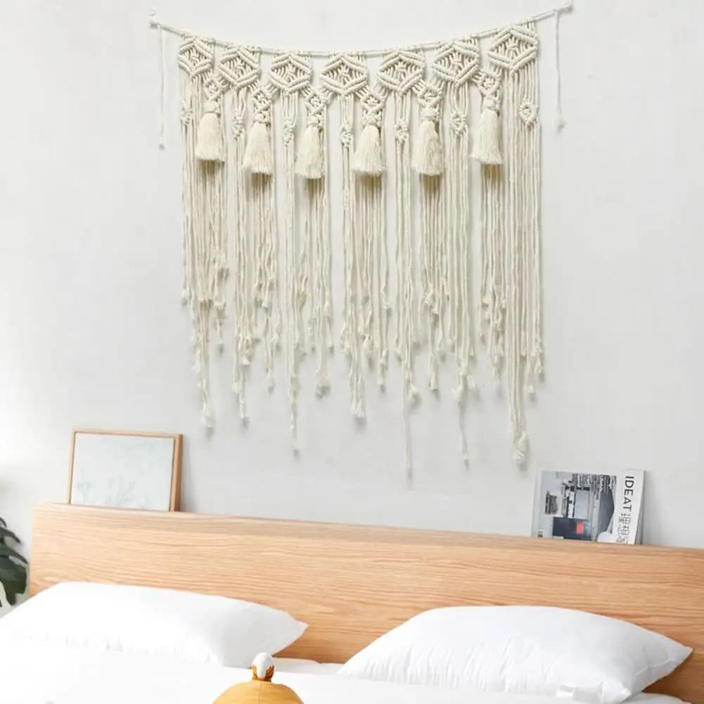 Macrame Wall Hanging Tapestry Home Decor Bohemian Tapestry Wall Art Decor Wedding Background Curtain Decorative Door Curtain