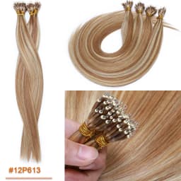 SEGO 1g/s 50 Strands Real Human Hair Nano Ring Hair Extensions Machine Remy Pre-Bonded Straight Micro Beads Nano Tip 16''-24''