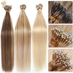 SEGO 1g/s 50 Strands Real Human Hair Nano Ring Hair Extensions Machine Remy Pre-Bonded Straight Micro Beads Nano Tip 16''-24''