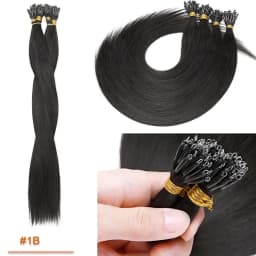 SEGO 1g/s 50 Strands Real Human Hair Nano Ring Hair Extensions Machine Remy Pre-Bonded Straight Micro Beads Nano Tip 16''-24''