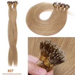 SEGO 1g/s 50 Strands Real Human Hair Nano Ring Hair Extensions Machine Remy Pre-Bonded Straight Micro Beads Nano Tip 16''-24''