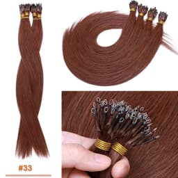 SEGO 1g/s 50 Strands Real Human Hair Nano Ring Hair Extensions Machine Remy Pre-Bonded Straight Micro Beads Nano Tip 16''-24''