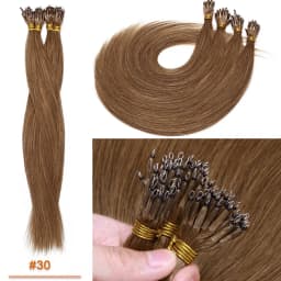 SEGO 1g/s 50 Strands Real Human Hair Nano Ring Hair Extensions Machine Remy Pre-Bonded Straight Micro Beads Nano Tip 16''-24''