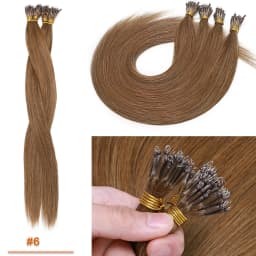 SEGO 1g/s 50 Strands Real Human Hair Nano Ring Hair Extensions Machine Remy Pre-Bonded Straight Micro Beads Nano Tip 16''-24''