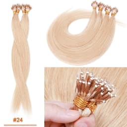 SEGO 1g/s 50 Strands Real Human Hair Nano Ring Hair Extensions Machine Remy Pre-Bonded Straight Micro Beads Nano Tip 16''-24''