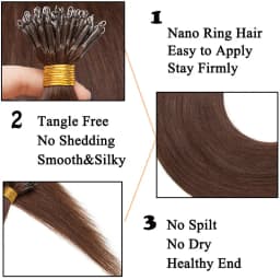 SEGO 1g/s 50 Strands Real Human Hair Nano Ring Hair Extensions Machine Remy Pre-Bonded Straight Micro Beads Nano Tip 16''-24''