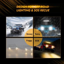AUXBEAM 12inch / 20inch LED Work Light Bar 6 Modes Amber White LED Light Pods Memory Function Off Road Truck Fog Driving Light