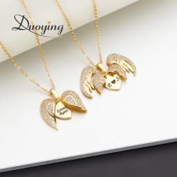 DY Custom Butterfly Pendant Necklace Openable Personalized Letter Name Necklaces Black Zirconia Custom Necklaces Jewelry
