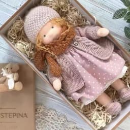 25/30cm Cartoon Cute Doll Knitting Wool Hair Head Girl Dolls With Dress Clothes Handmade Soft Stuffed Doll Girls Best Gift