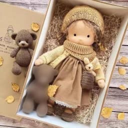 25/30cm Cartoon Cute Doll Knitting Wool Hair Head Girl Dolls With Dress Clothes Handmade Soft Stuffed Doll Girls Best Gift