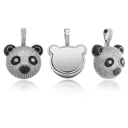 JINAO New Panda Pendant Necklace Iced Out Micro Pave Cubic Zirconia Hip Hop Fashion Jewelry Gift For Women and Men