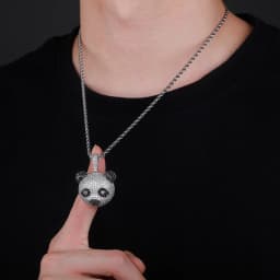 JINAO New Panda Pendant Necklace Iced Out Micro Pave Cubic Zirconia Hip Hop Fashion Jewelry Gift For Women and Men