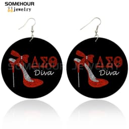 SOMEHOUR Afro Girl Black Sorority History Wooden Drop Earrings Inspired Saying Print African Loops Dangle Jewelry For Women Gift