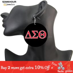 SOMEHOUR Afro Girl Black Sorority History Wooden Drop Earrings Inspired Saying Print African Loops Dangle Jewelry For Women Gift
